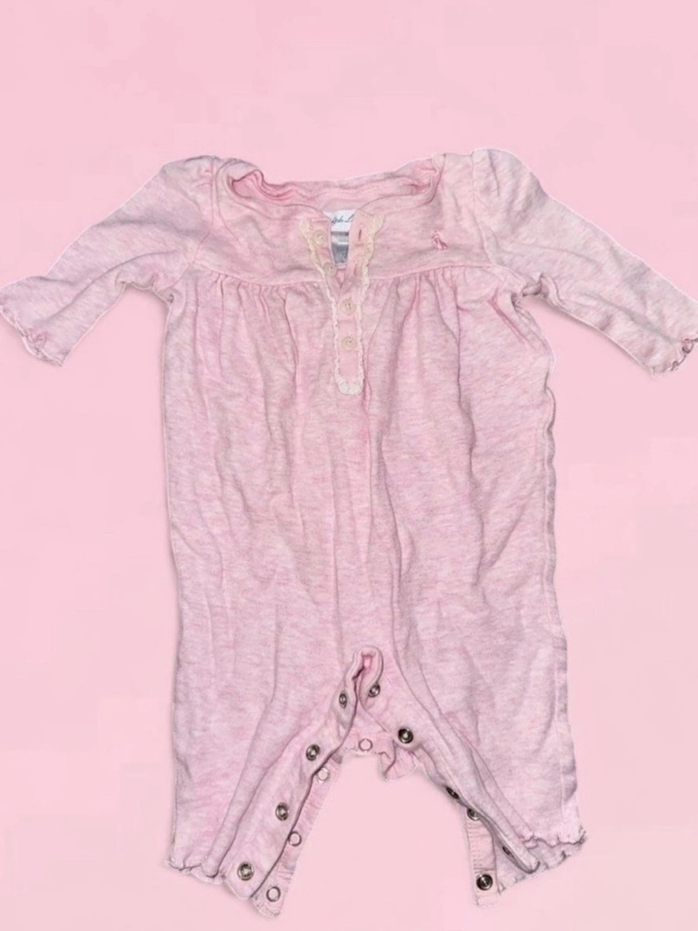 Ralph Lauren Pink Cotton Baby Romper Size 3M Like New